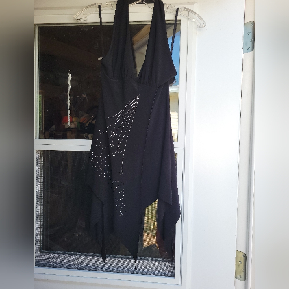 Black Halter Top with Rhinestone Design Size Small - Picture 6 of 7